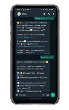 Móvil con respuestas automatizadas